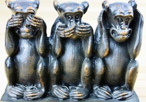 Privacy after Brain Injury Image of Hear no evil See no evil, Speak on evil brass monkeys