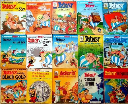 Multiple covers Asterix comics Traumatic Brain injury in Asterix